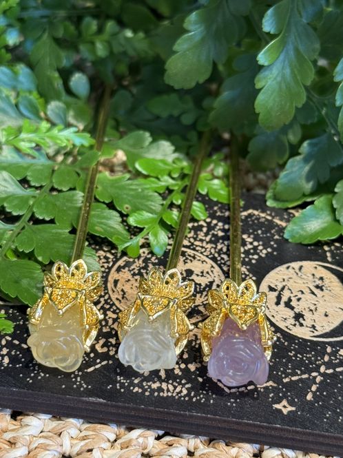 Hovedbilde Fluoritt hårnål i gull