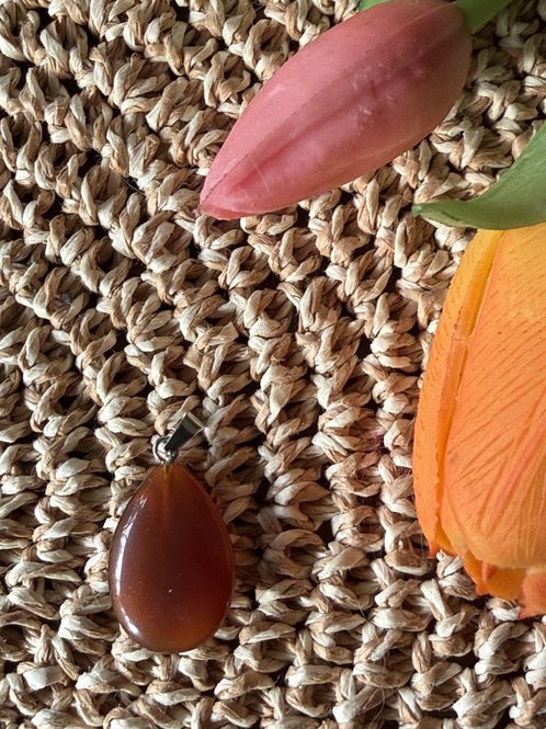 Hovedbilde Anheng dråpe, karneol, 8x20 mm